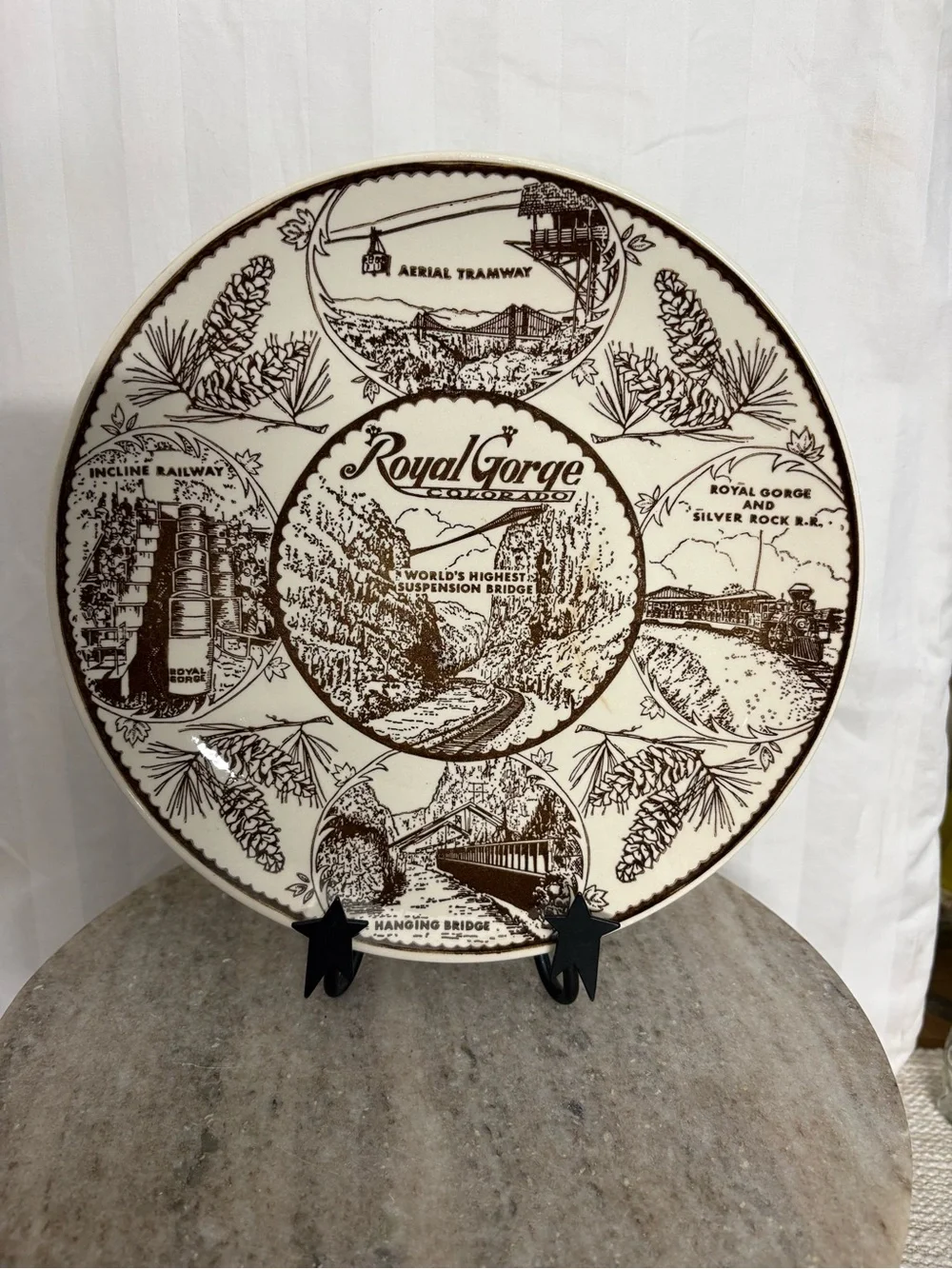 Decorative Collector Plate in Cream and Brown